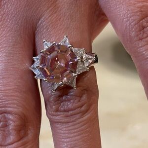 Nolan Miller Pink Spinel Cubic Zirconia Silver Ring Size 8